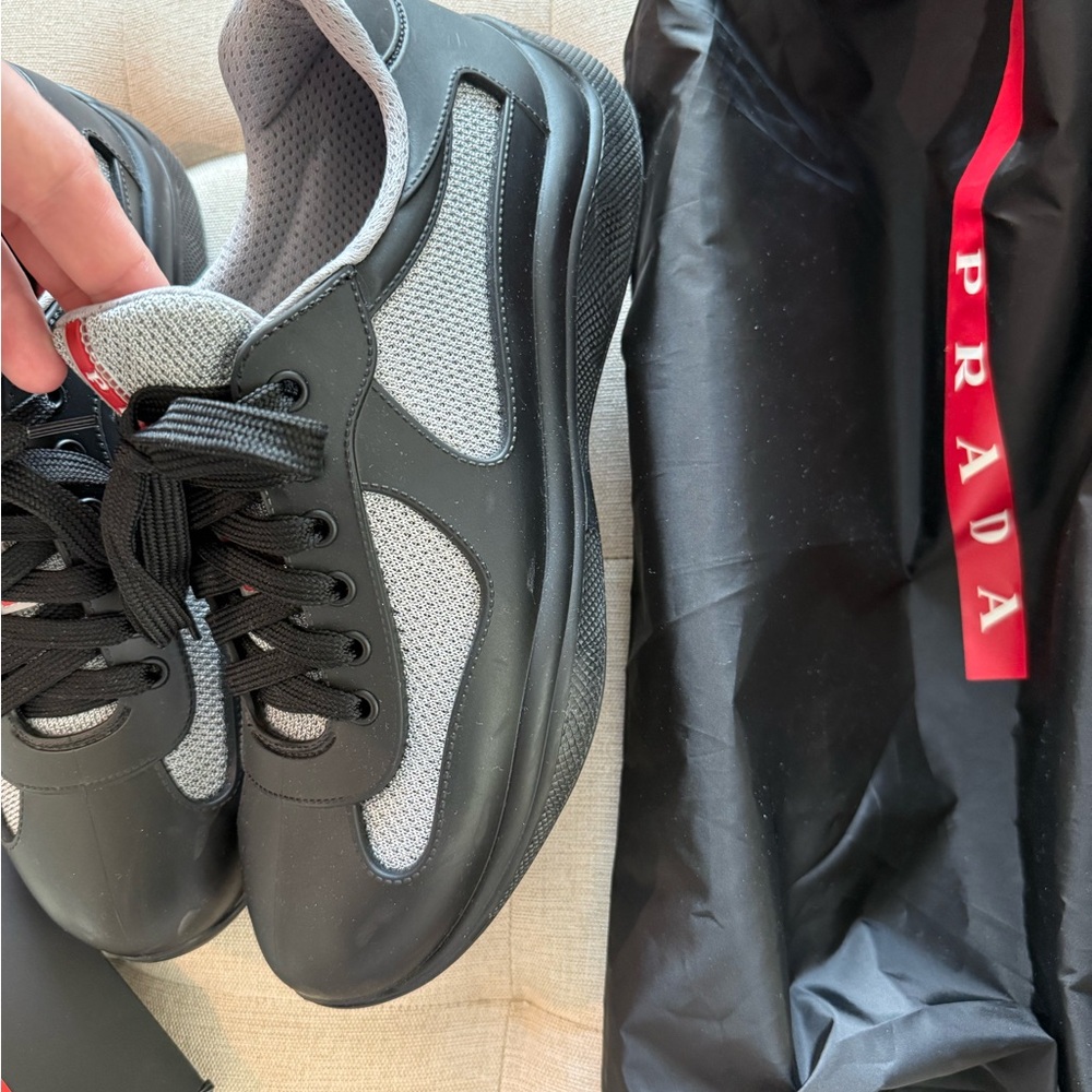 Prada Men's Black and Gray Sneakers - Picture 4 of 7